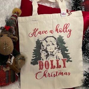 Dolly Parton Christmas Tote Bag PLUS Two Rare Dolly Enamel Pins!  NWT